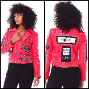 🆕 🔥Faux Leather Studded Jacket Sz L